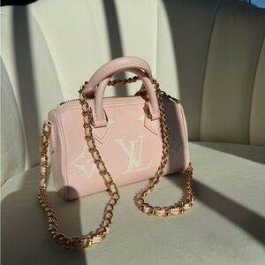 Louis Vuitton Blush Pink Mini Top Handle Bag with Gold Chain